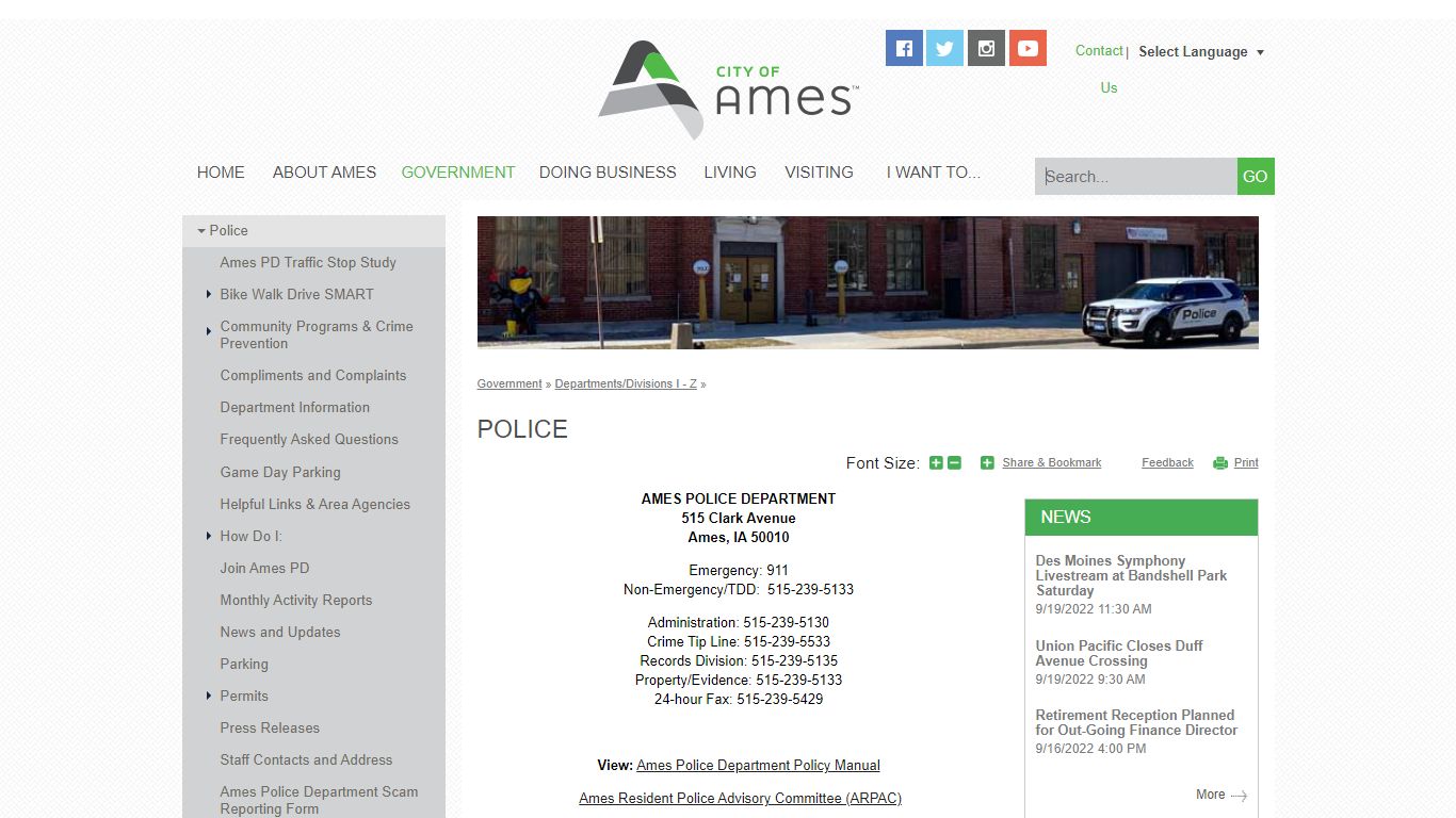 Police | City of Ames, IA